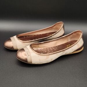 Coach Cecile Cream and Bronze Ballet Flats- Women's Size 5.5